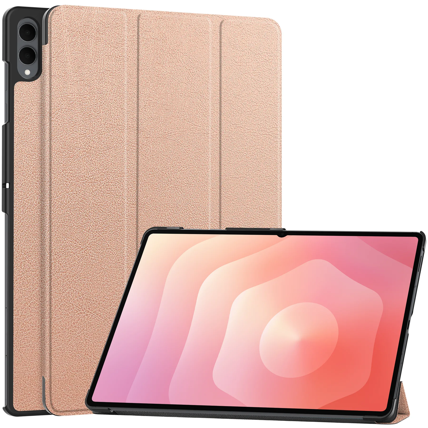 Bizon Case Tab Croc z klapką do Samsung Galaxy Tab S11 Ultra Różowozłoty
