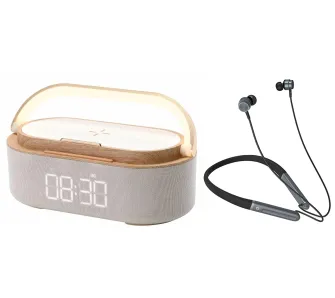 Radiobudzik Manta RDI920 VERONA z ładowaniem bezprzewodowym Srebrny + Słuchawki MNH02