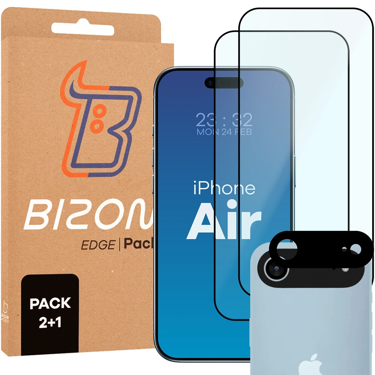 Zestaw ochronny Bizon 2x Szkło + szybka na aparat Edge Pack do iPhone Air