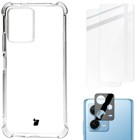 Etui Bizon elastyczne etui + 2x szkło hartowane + szkło na aparat Clear Pack do Xiaomi Redmi Note 12 5G / Poco X5