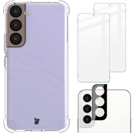 Etui Bizon elastyczne etui + 2x szkło hartowane+ szkło na aparat Clear Pack do Samsung Galaxy S22