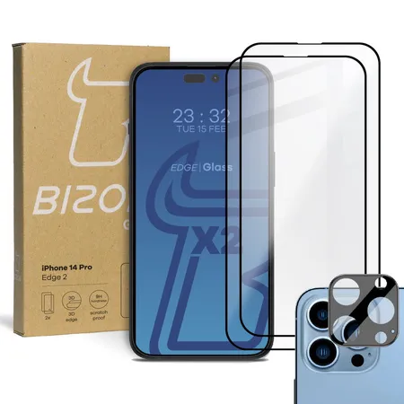 Zestaw ochronny Bizon 2x Szkło + szybka na aparat Edge 2 Pack do iPhone 14 Pro
