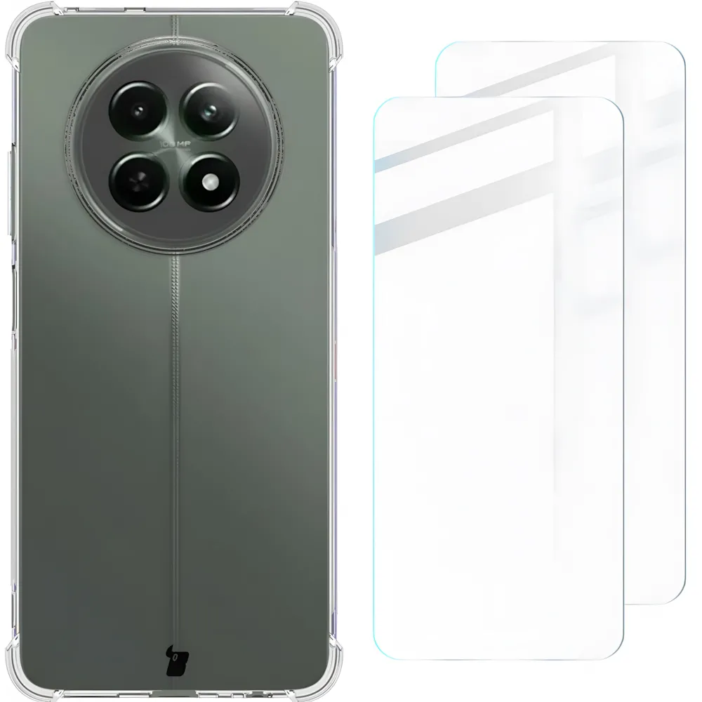 Etui Bizon elastyczne etui + 2x szkło hartowane Clear Pack do Realme 12 / 12x