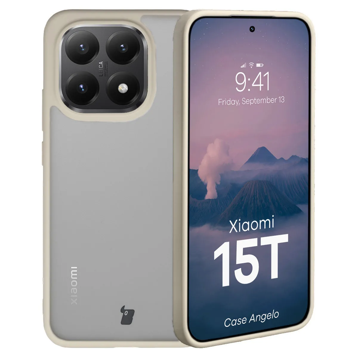 Etui Bizon Angelo do Xiaomi 15T z beżową ramką