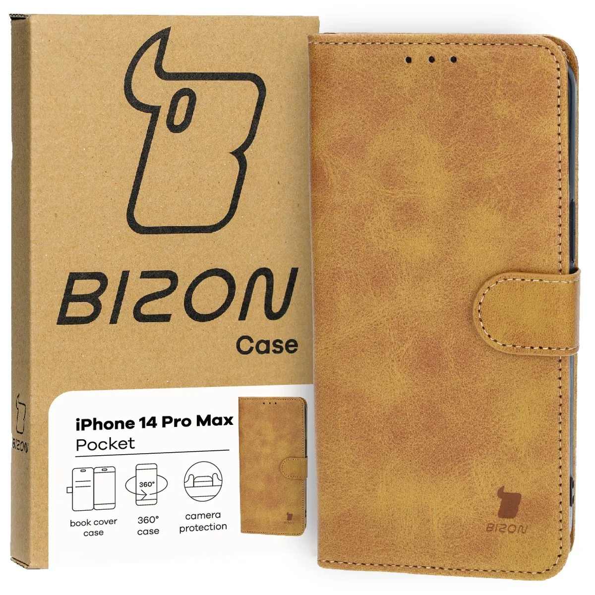 Etui Bizon Pocket do Apple iPhone 14 Pro Max Brązowy