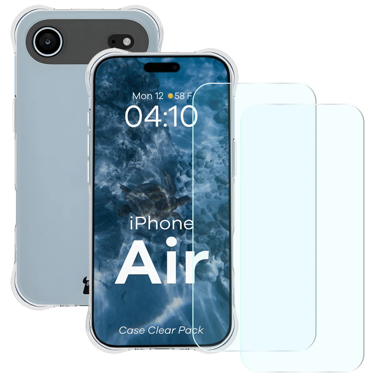 Etui Bizon elastyczne etui + 2x szkło hartowane Clear Pack do iPhone Air