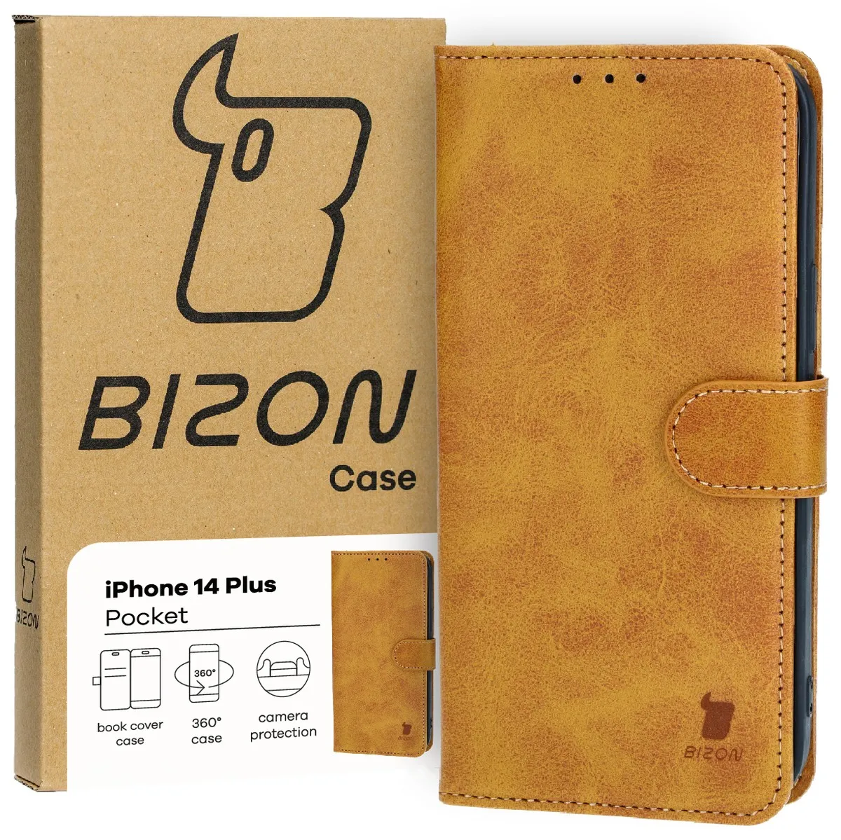Etui Bizon Pocket do Apple iPhone 14 Plus Brązowy