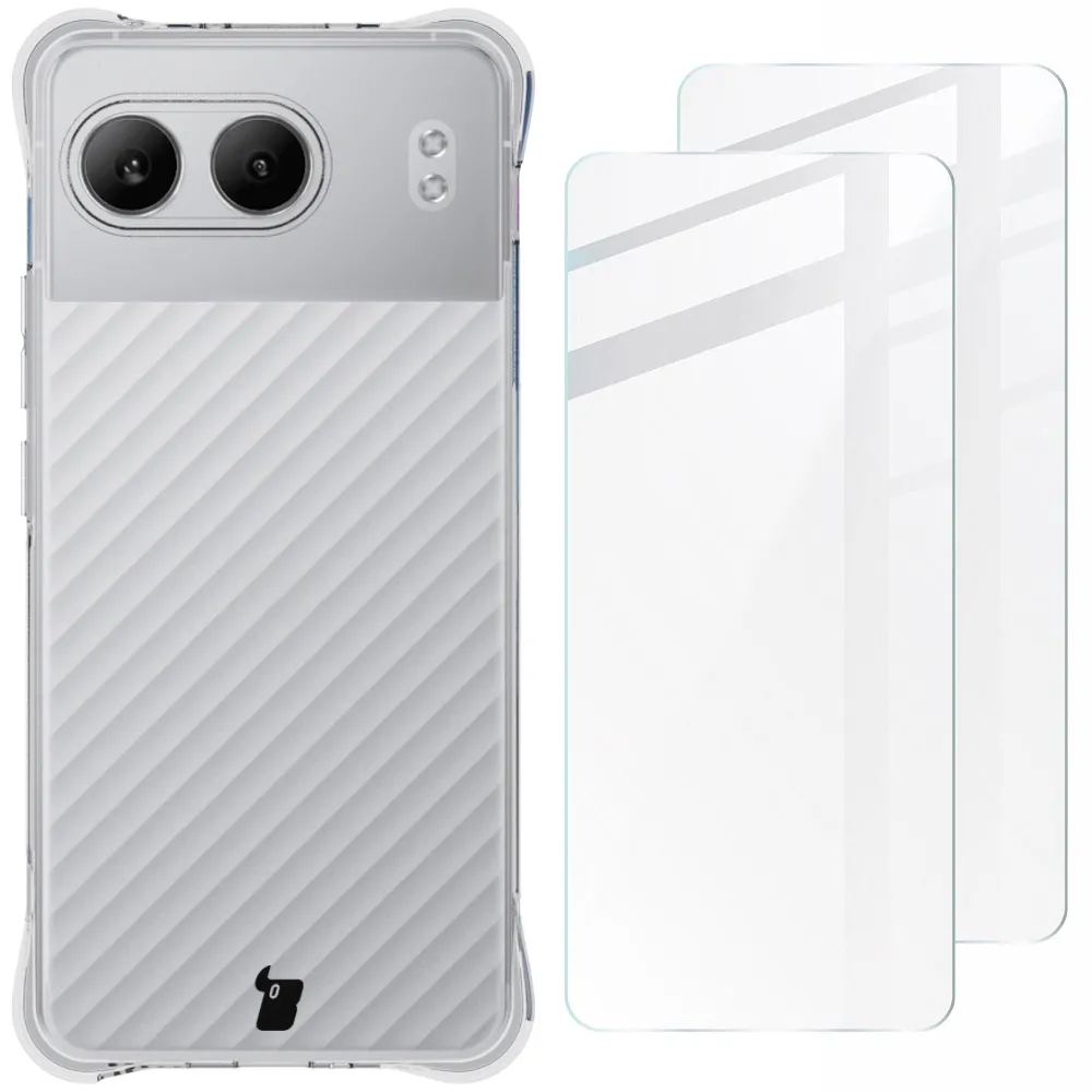 Etui Bizon elastyczne etui + 2x szkło hartowane Clear Pack do OnePlus Nord 4