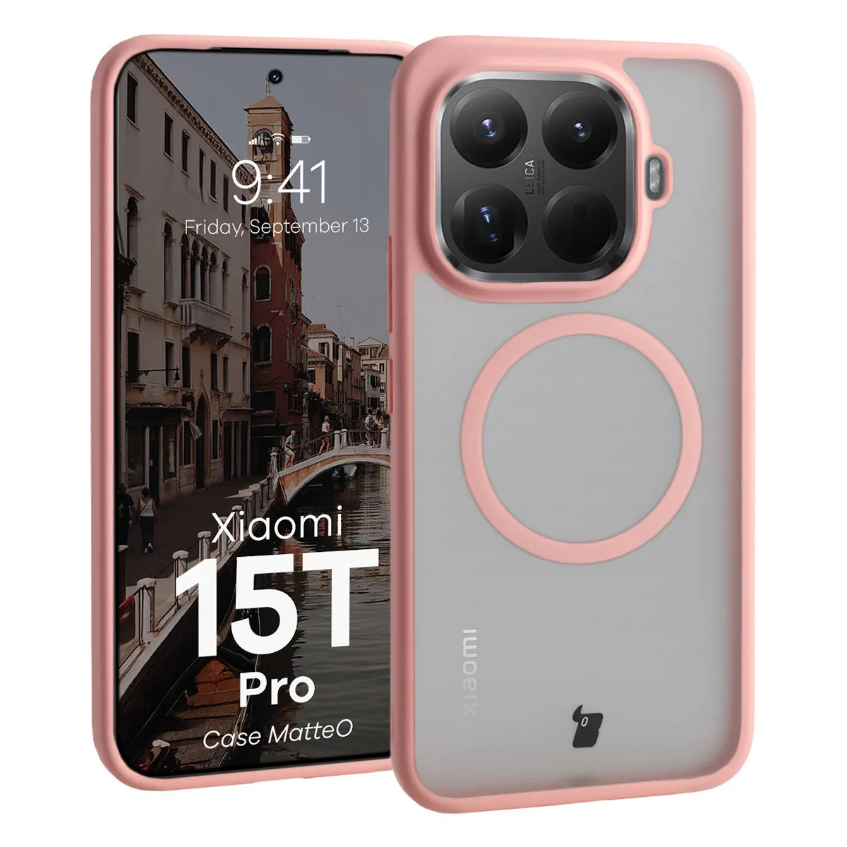 Bizon MatteO do Xiaomi 15T Pro Półprzezroczyste z różową ramką