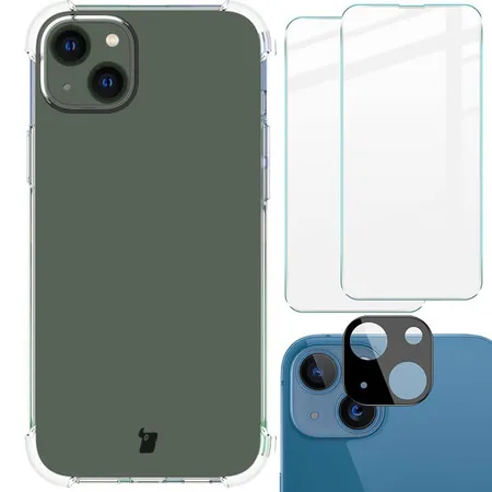Etui Bizon elastyczne etui + 2x szkło hartowane + szkło na aparat Clear Pack do iPhone 14 Plus