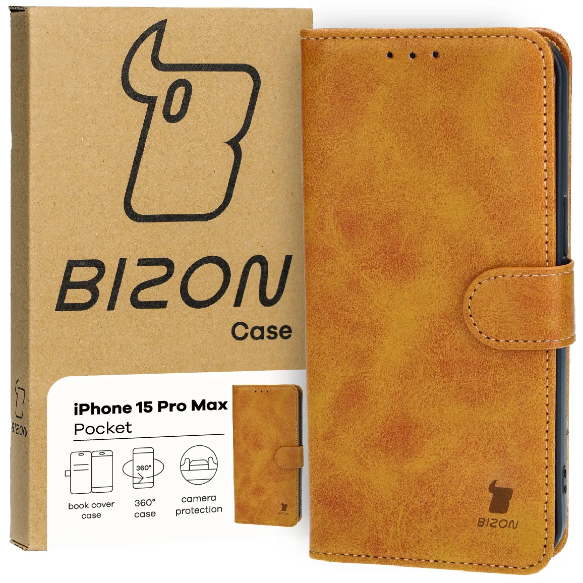 Etui Bizon Pocket do Apple iPhone 15 Pro Max Brązowy