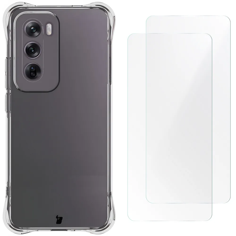 Etui Bizon elastyczne etui + 2x folia ochronna Clear Pack do Oppo Reno 12