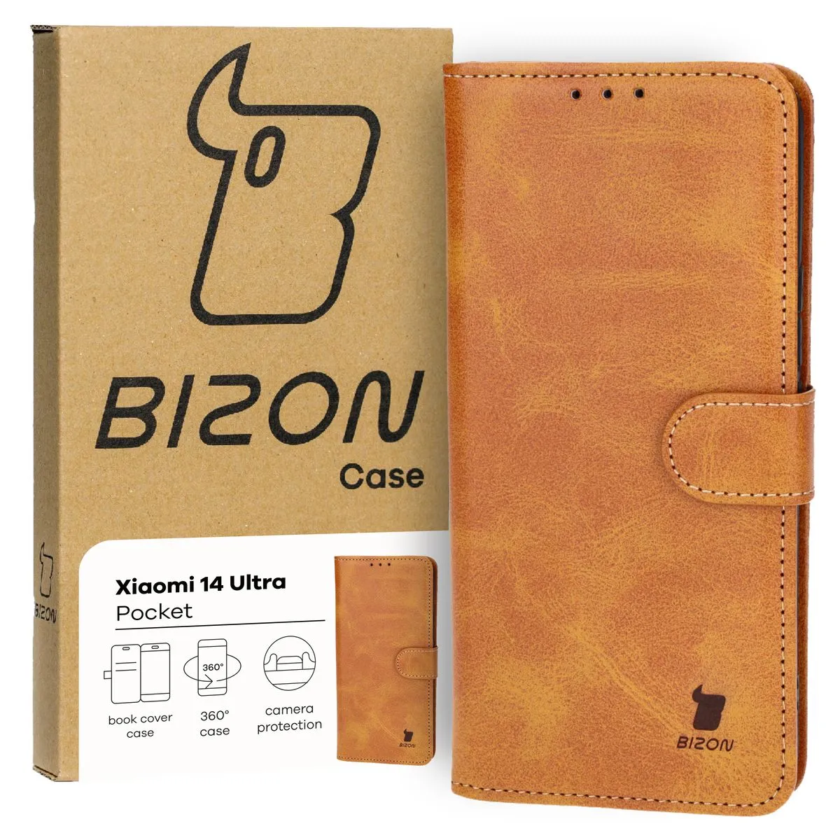 Etui Bizon Pocket do Xiaomi 14 Ultra Brązowy