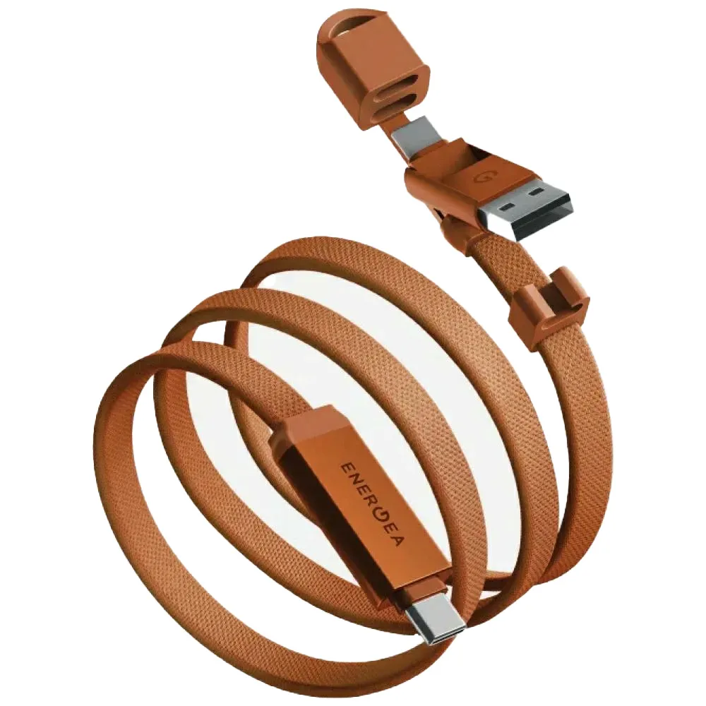 Kabel Energea Sheath Travel 2w1 USB-C do USB-C/USB-A 60W 1,2m Pomarańczowy