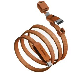 Kabel Energea Sheath Travel 2w1 USB-C do USB-C/USB-A 60W 1,2m Pomarańczowy