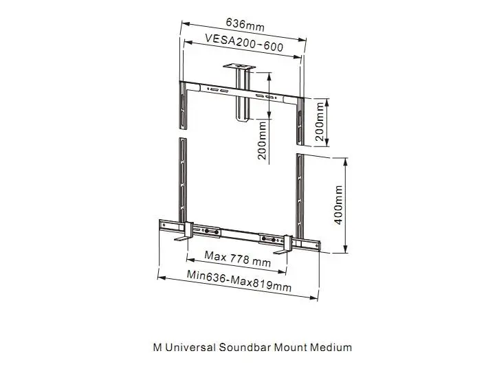 Uchwyt Multibrackets MB2876 M Universal Soundbar Mount Medium Czarny