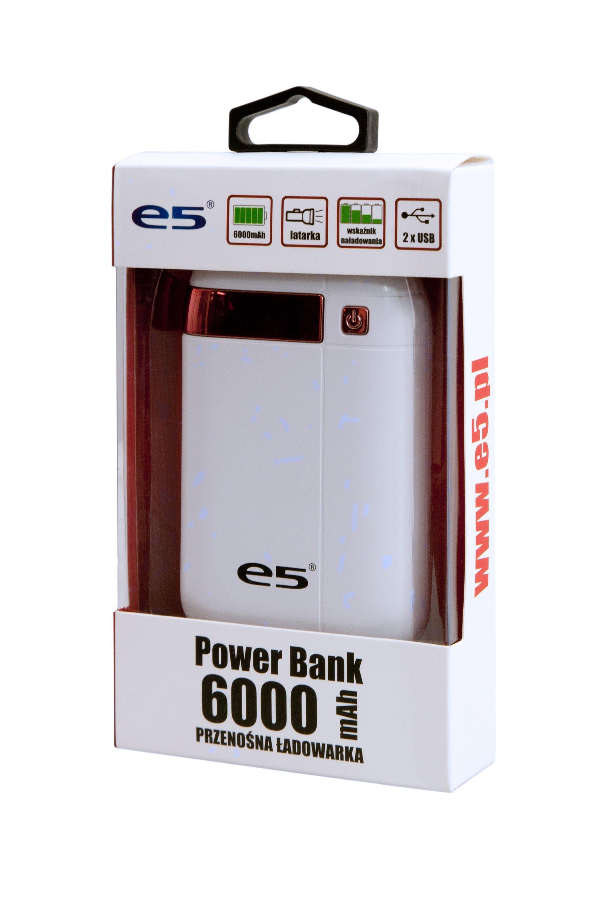 Powerbank e5 RE02526 6000mAh (biały)