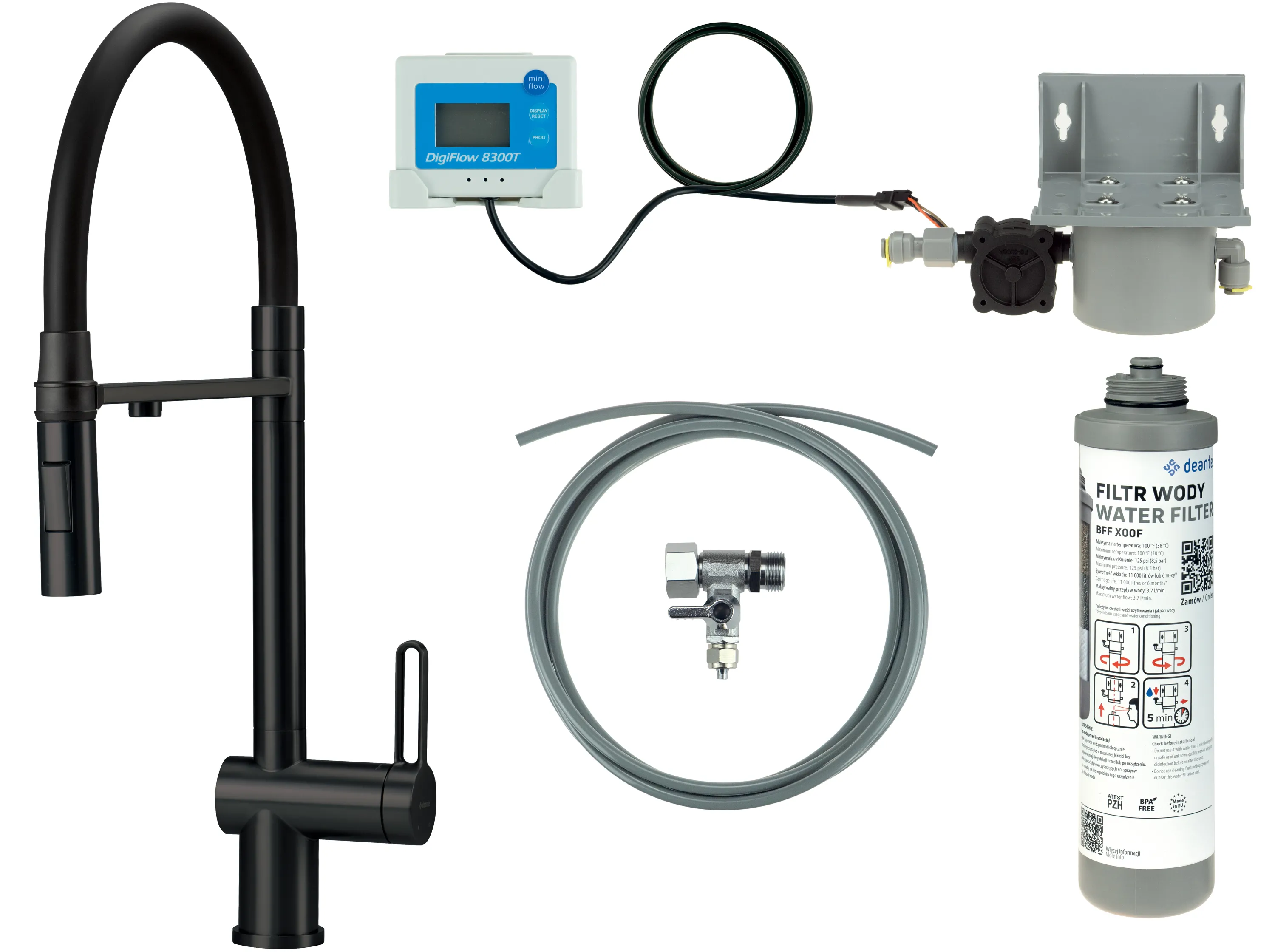 Bateria Deante Magnetic BRMFN75M Czarny Stal szlachetna
