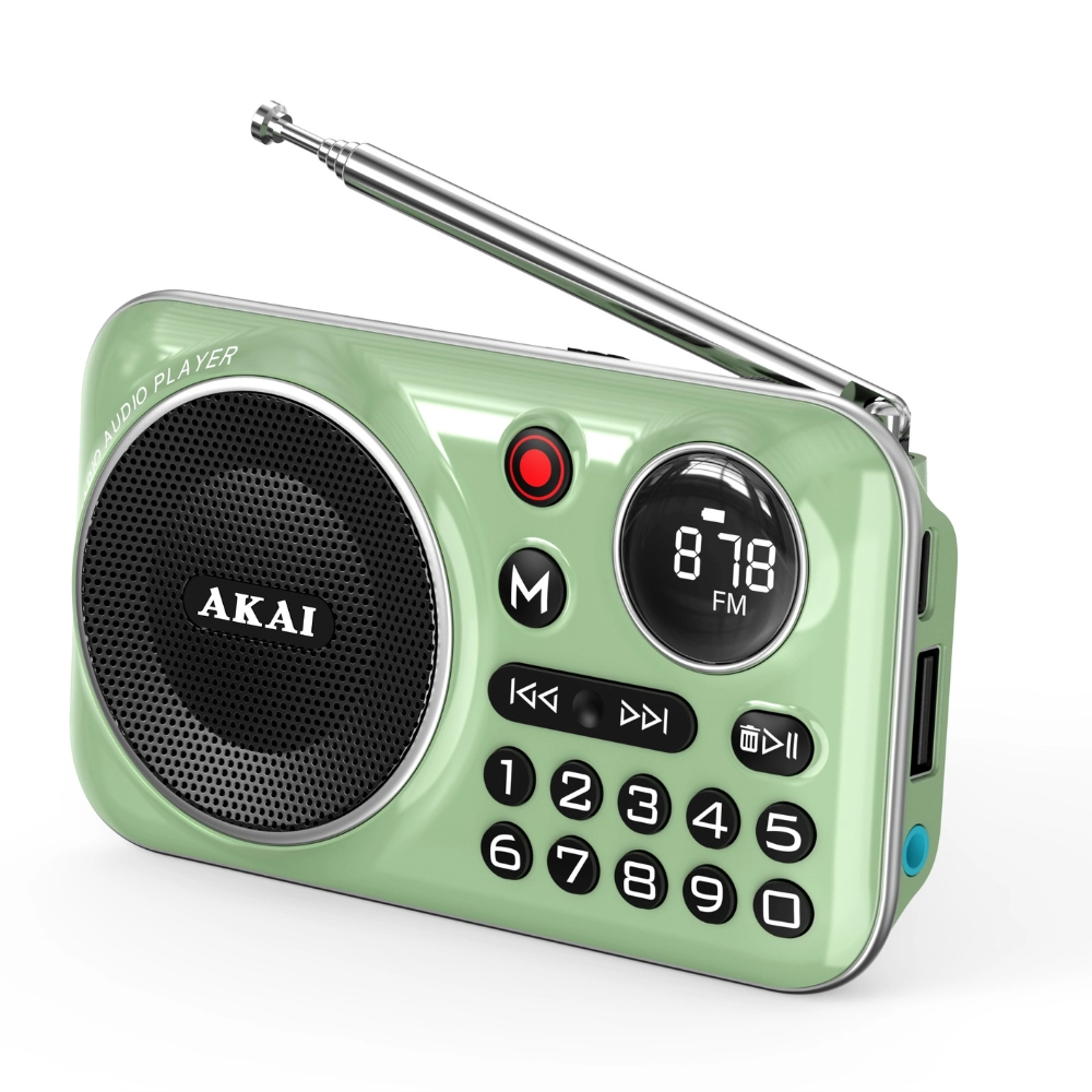 Radioodbiornik AKAI APR-500 Radio FM Bluetooth Zielony