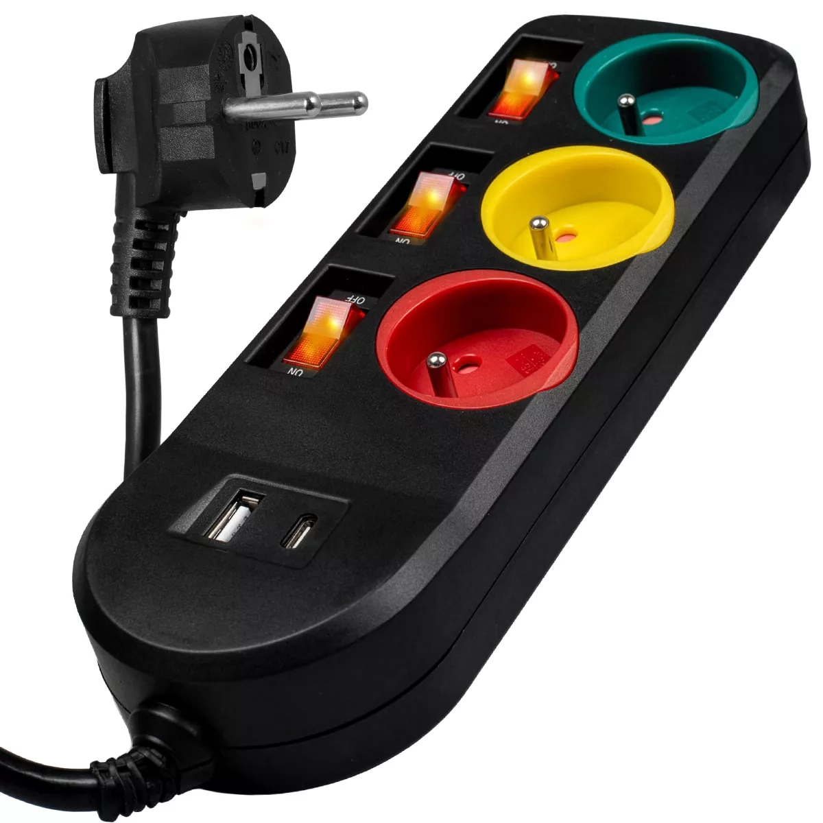 Przedłużacz Vayox VA0402 3 gniazda USB-A USB-C 2m Czarny