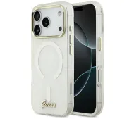 Guess IML Shell Script Metal MagSafe do iPhone 17 Pro Max Biały