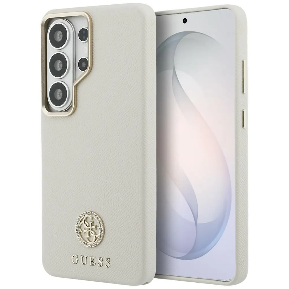 Etui Guess Rhinestone Round Logo MagSafe do Galaxy S26 Ultra Beżowy