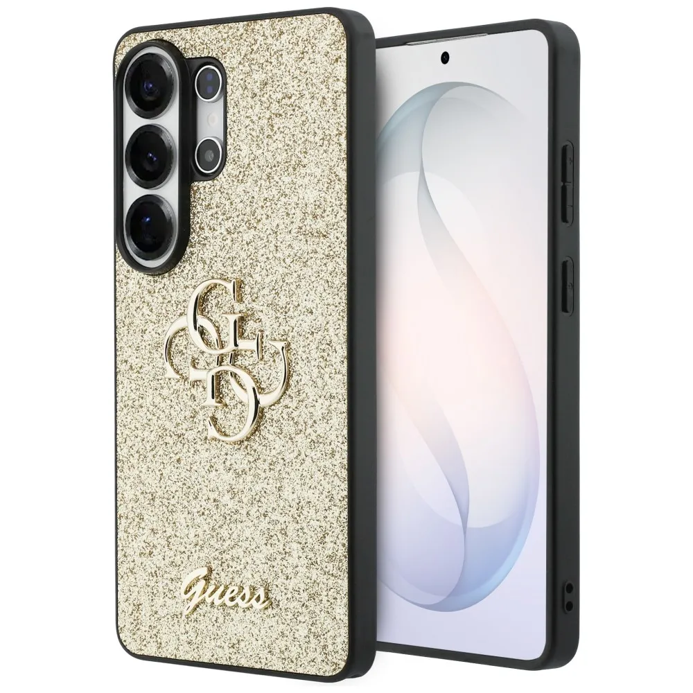 Etui Guess Fixed Glitter Big 4G Metal Logo do Galaxy S26 Ultra Złoty