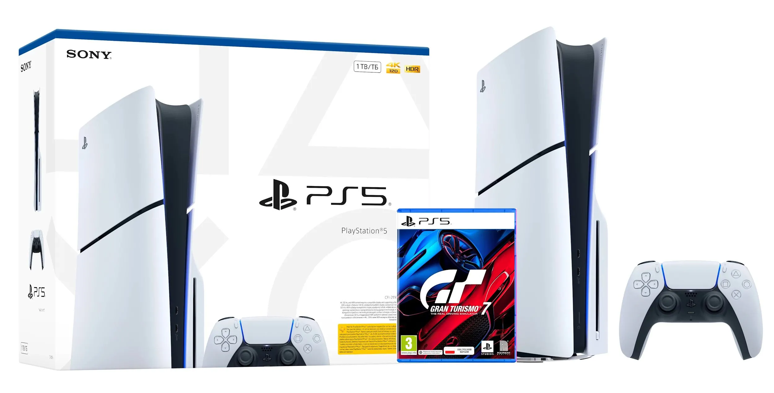 Konsola Sony PlayStation 5 Slim E Chassis (PS5) 1TB z napędem + Gran Turismo 7