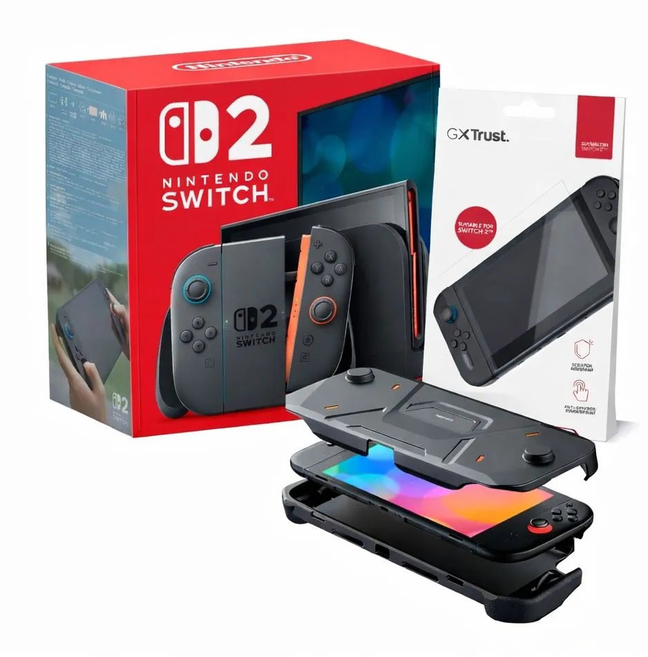 Konsola Nintendo Switch 2 Joy-Con Czarny + Szkło Trust GXT 1254 + Etui Yaxo Nomad Techno