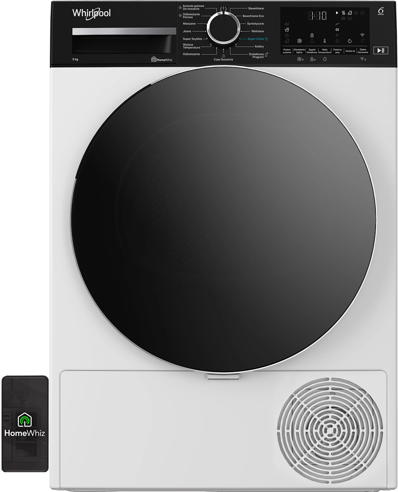 Suszarka Whirlpool MXWD95MWBRPL Funkcje AI AdaptiveDry 58,6cm 9kg Zdalne sterowanie