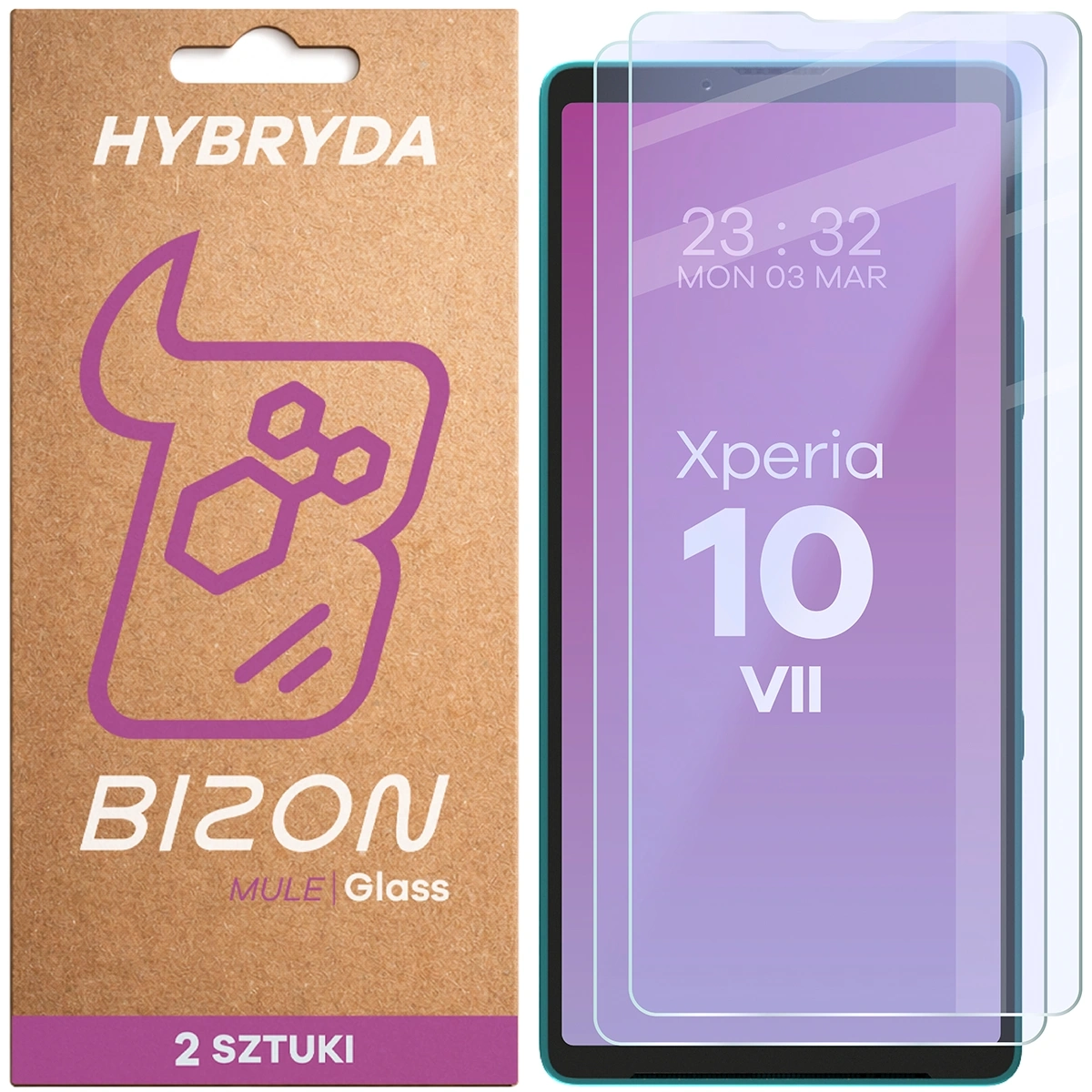 Szkło hybrydowe Bizon Glass Mule Duo do Sony Xperia 10 VII 2 sztuki