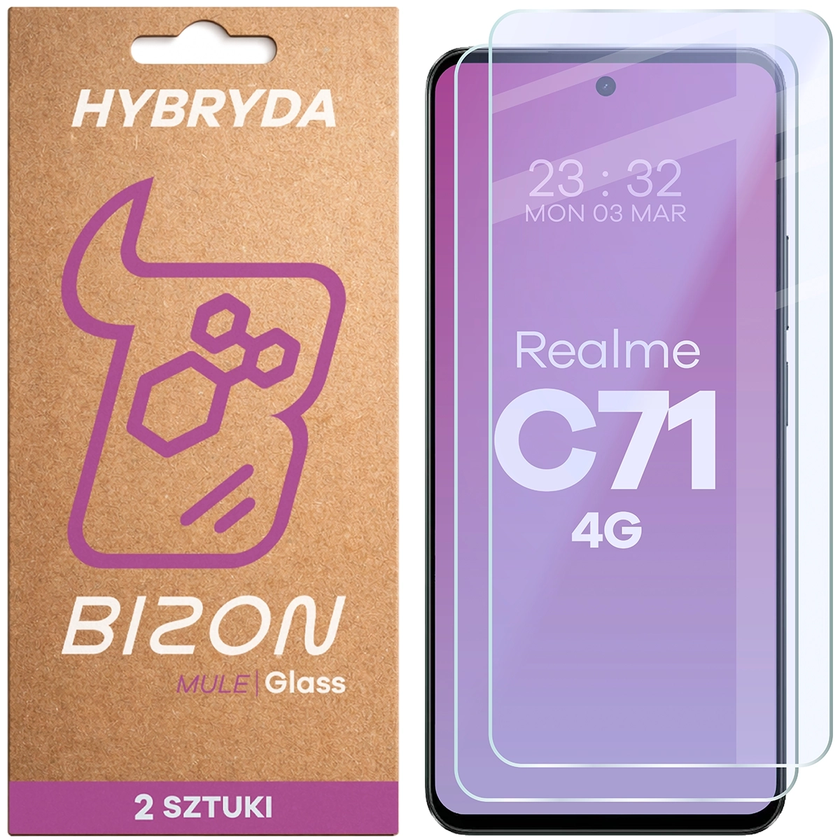 Szkło hybrydowe Bizon elastyczne Glass Mule Duo do Realme C71 4G 2 sztuki