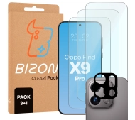 Bizon Szkło + szybka na aparat Glass Clear Pack do Oppo Find X9 Pro 3 sztuki