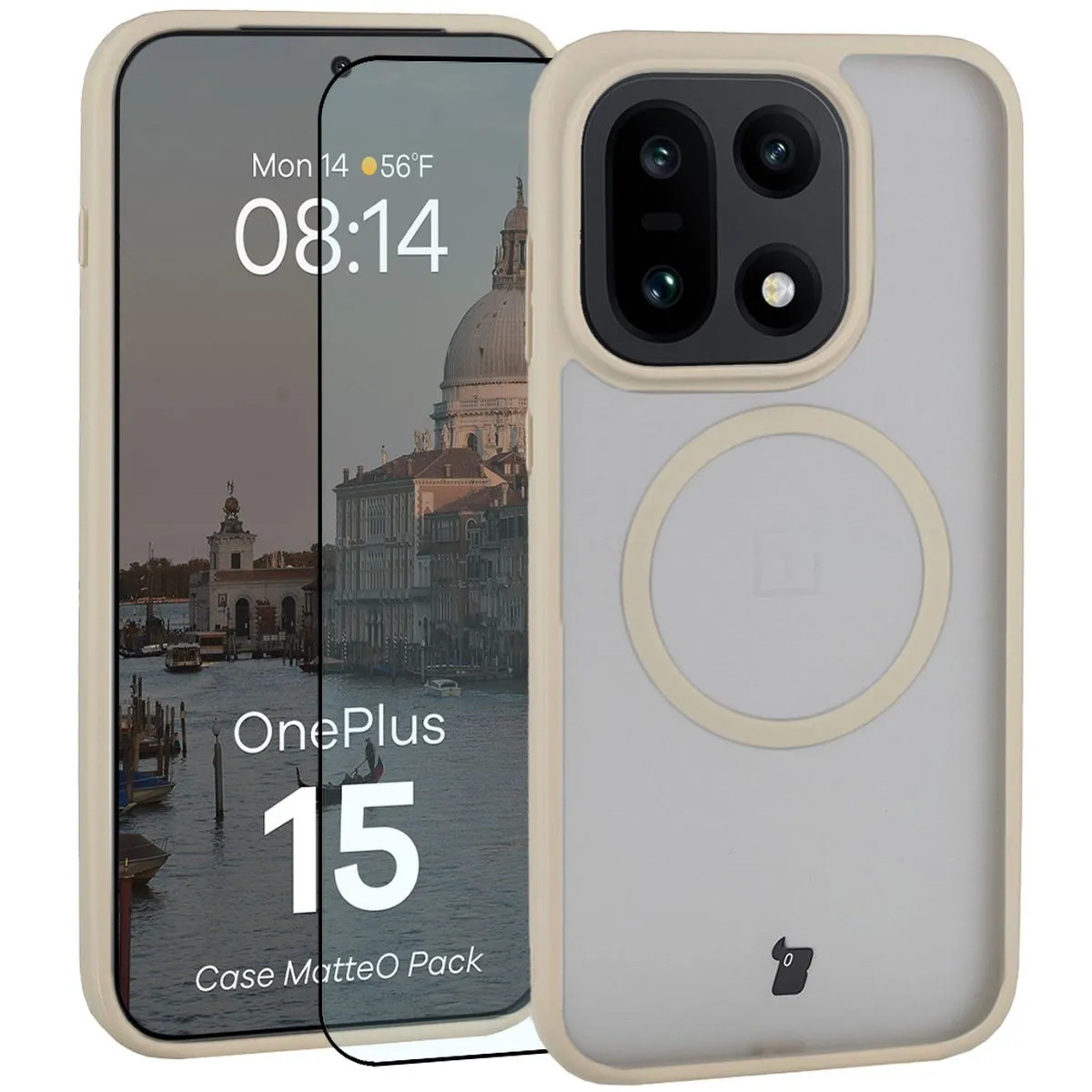 Szkło hartowane Bizon Case MatteO Pack do OnePlus 15 Beżowy