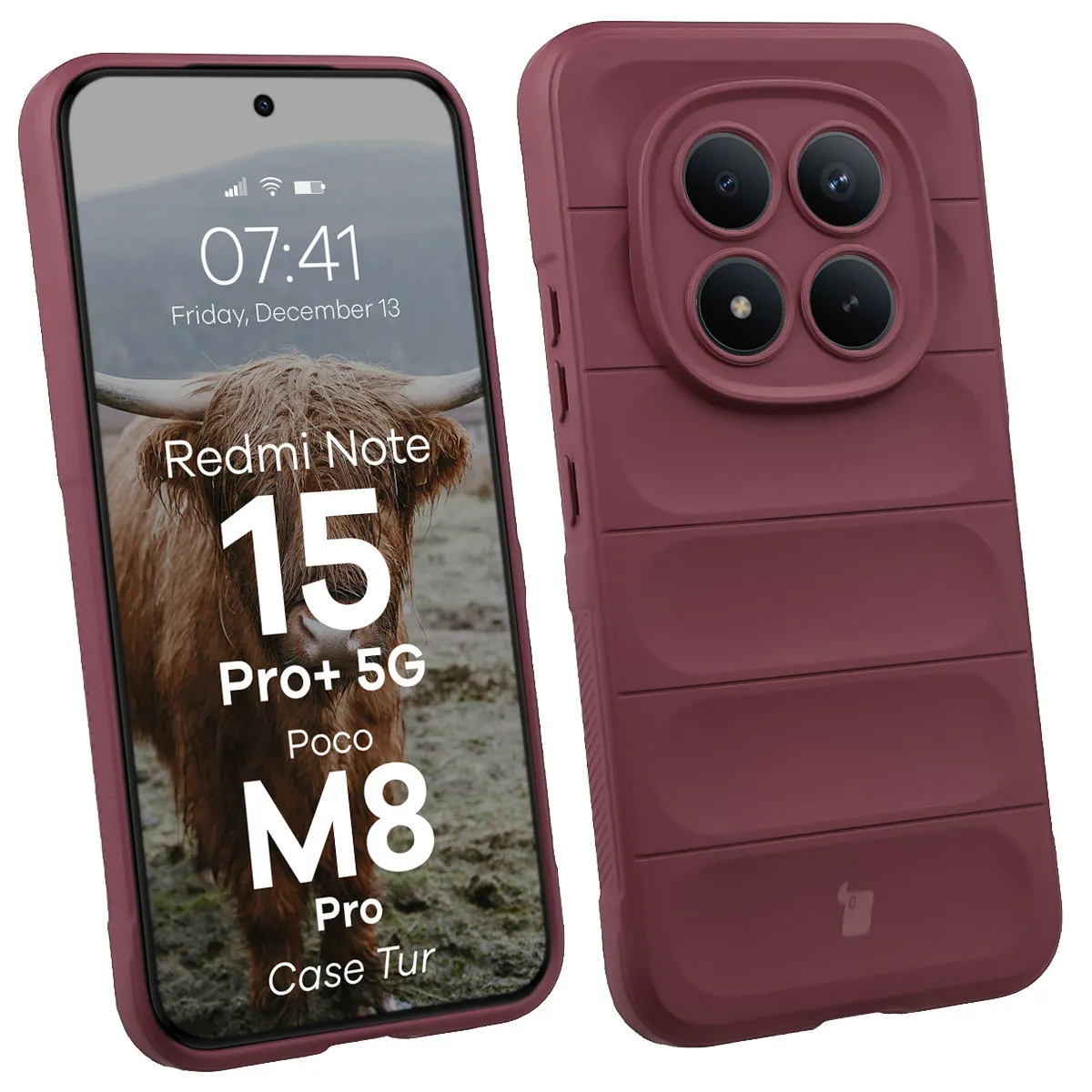 Etui Bizon Tur do Xiaomi Redmi Note 15 Pro Plus 5G / POCO M8 Pro 5G Ciemnofioletowy