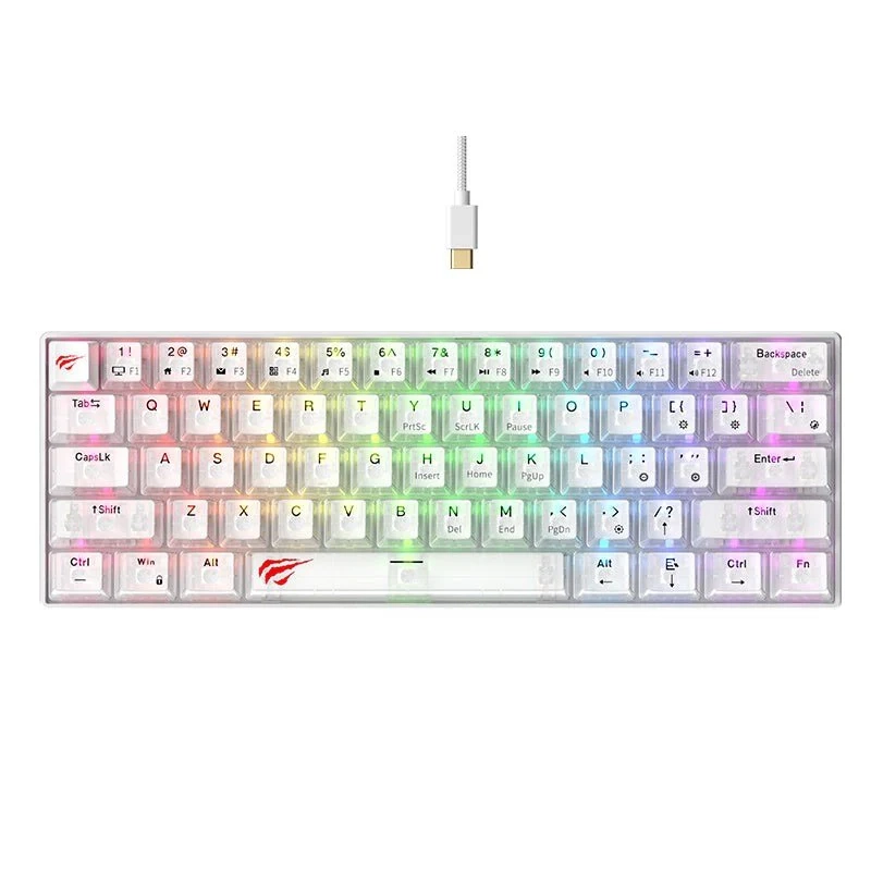 Klawiatura mechaniczna Havit KB903L Biało-Przezroczysty