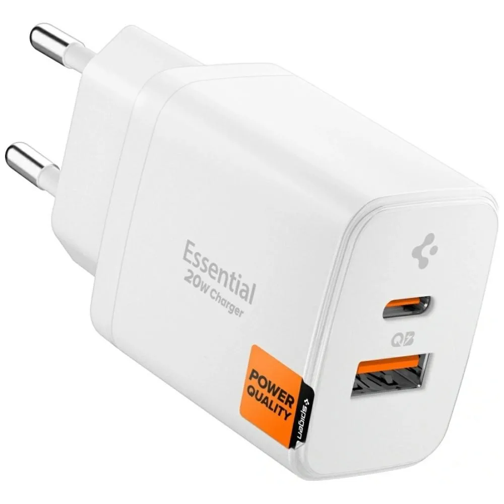 Ładowarka sieciowa Spigen Essential EE202EU USB-C USB-A 20W Biały