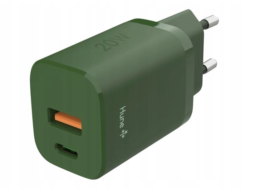 Ładowarka sieciowa Hune Eco USB-A USB-C 20W Zielony