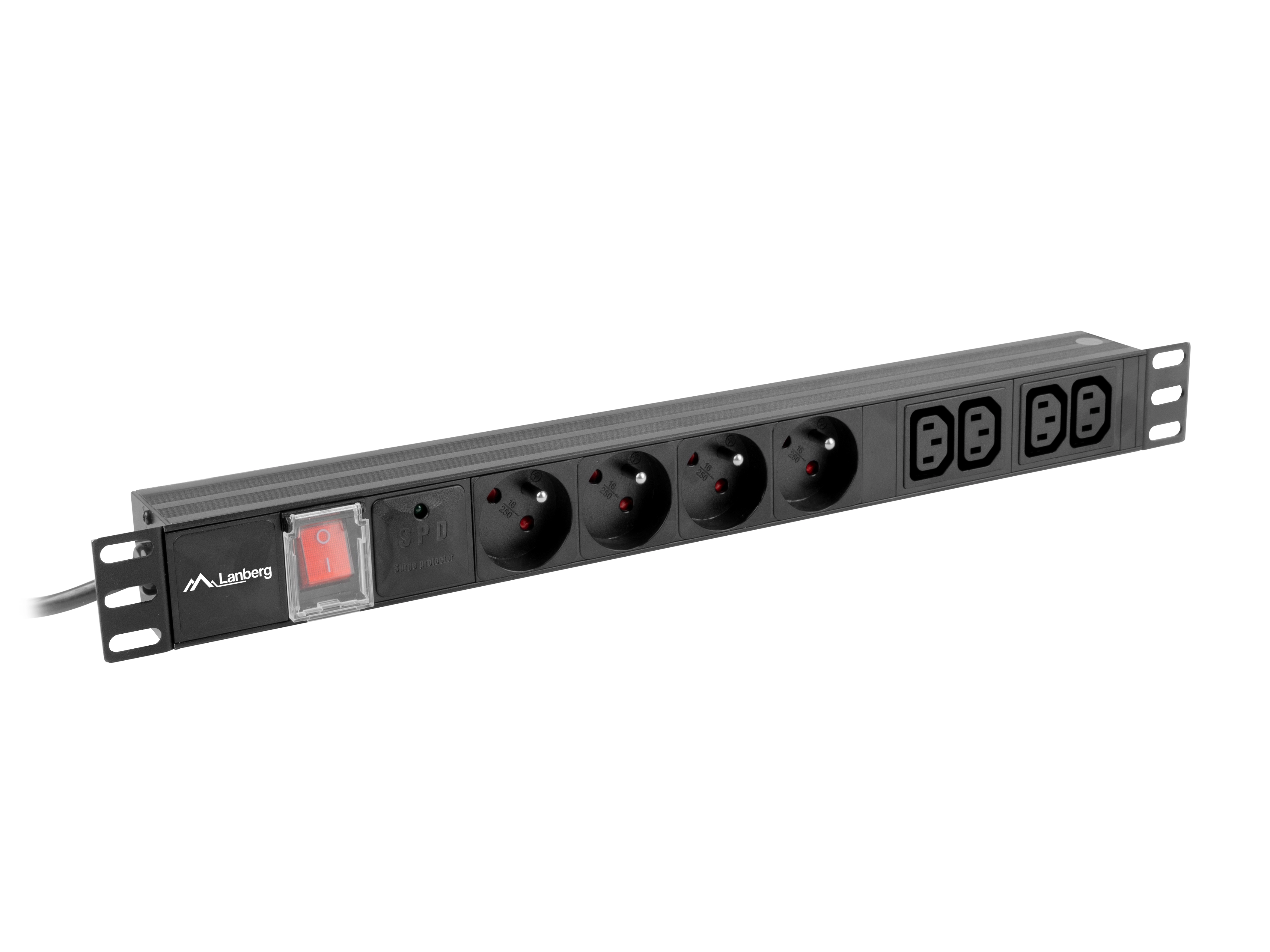 Listwa zasilająca Lanberg RACK PDU 1U 10A 4x 230V 4x IEC C13 Czarny 2m