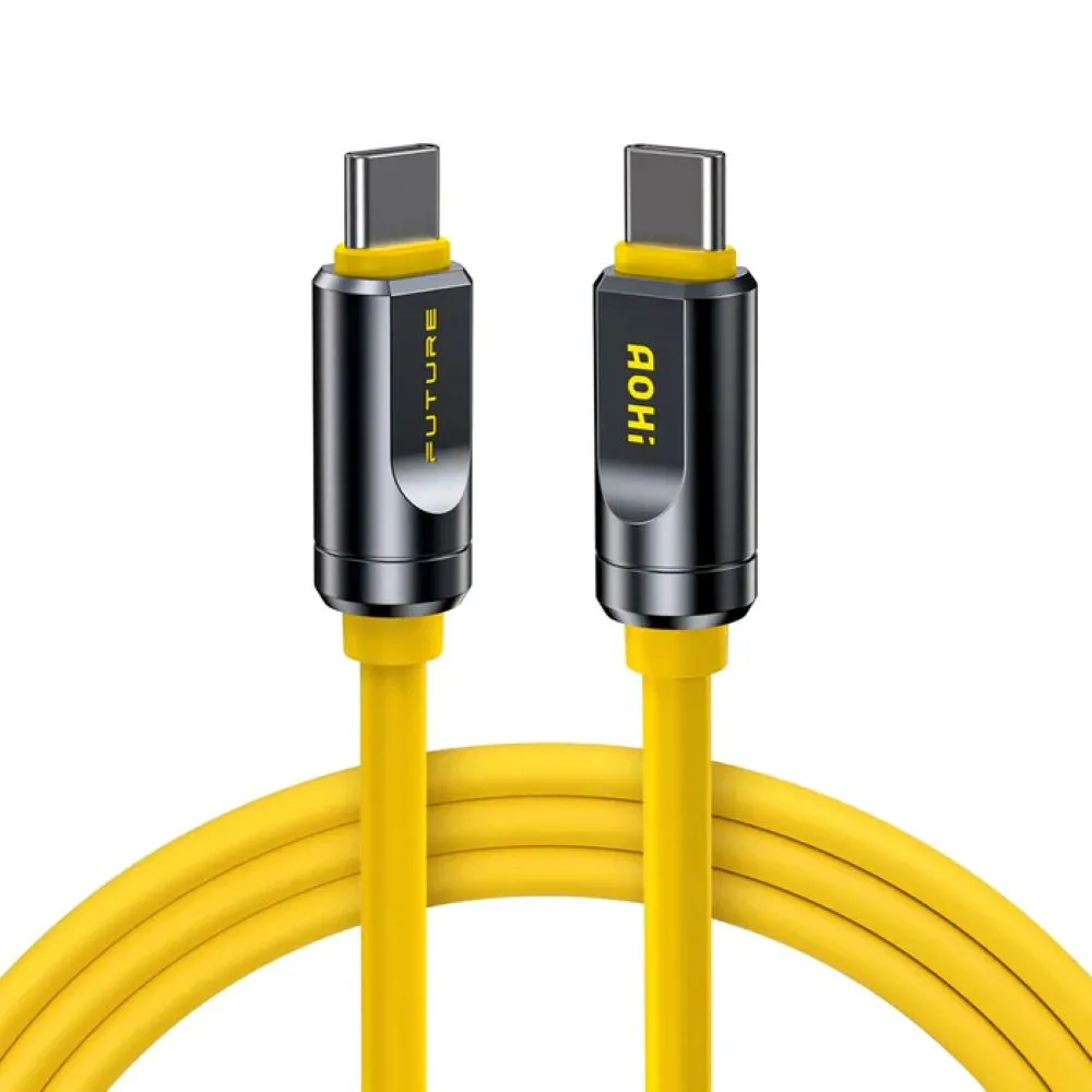 Kabel AOHI The Future USB4.2 Thunderbolt 5.0 USB-C do USB-C 240W 1m Żółty
