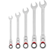Einhell Zestaw kluczy płasko-oczkowych z grzechotką przegubową 10-19 mm - 5 cz.