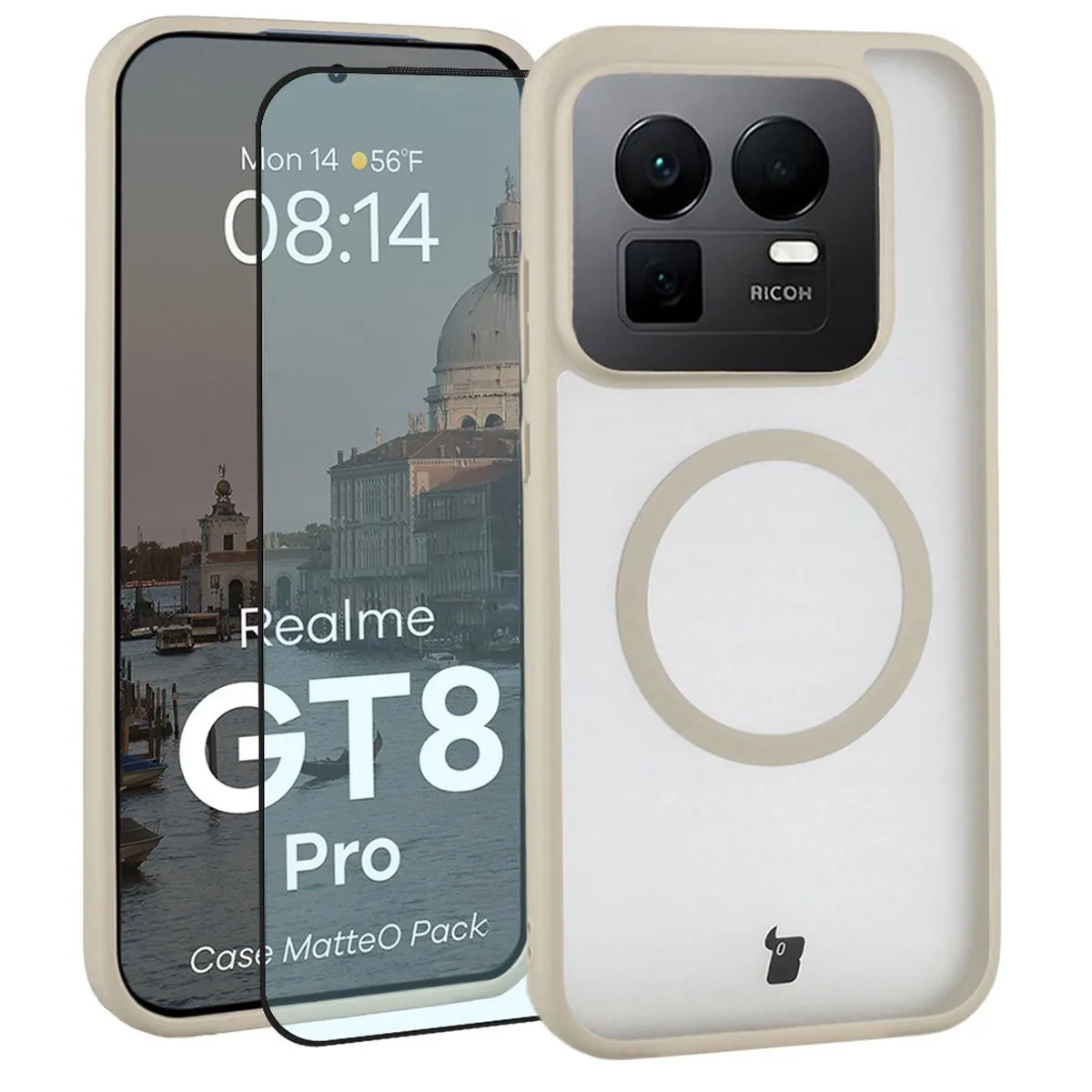 Szkło hartowane Bizon MatteO Pack do Realme GT 8 Pro Beżowy