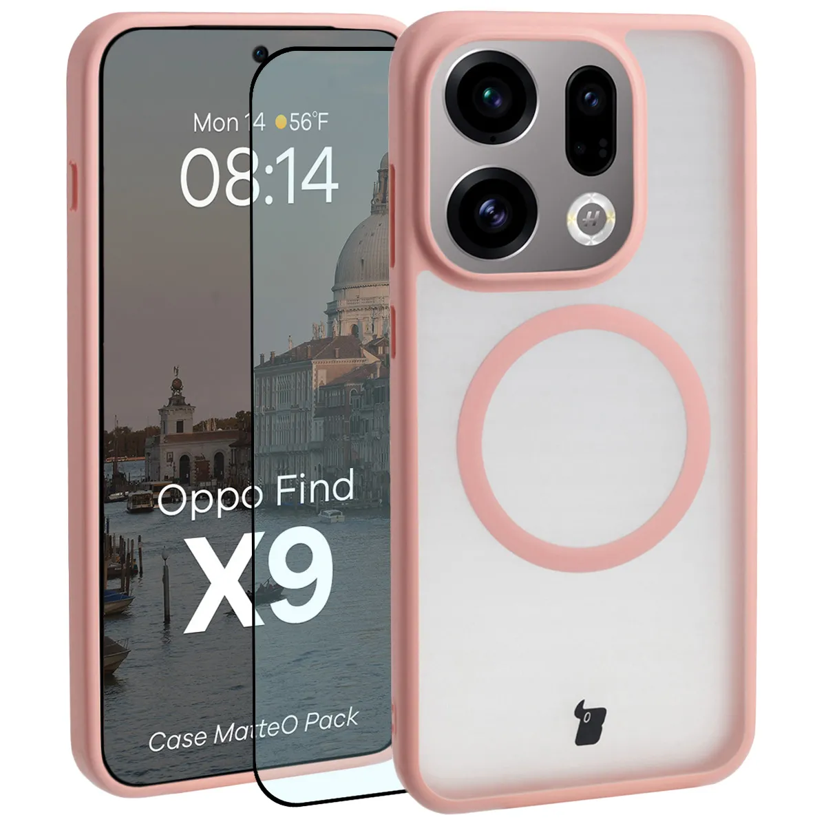 Szkło hartowane Bizon MatteO Pack do Oppo Find X9 Jasnoróżowy
