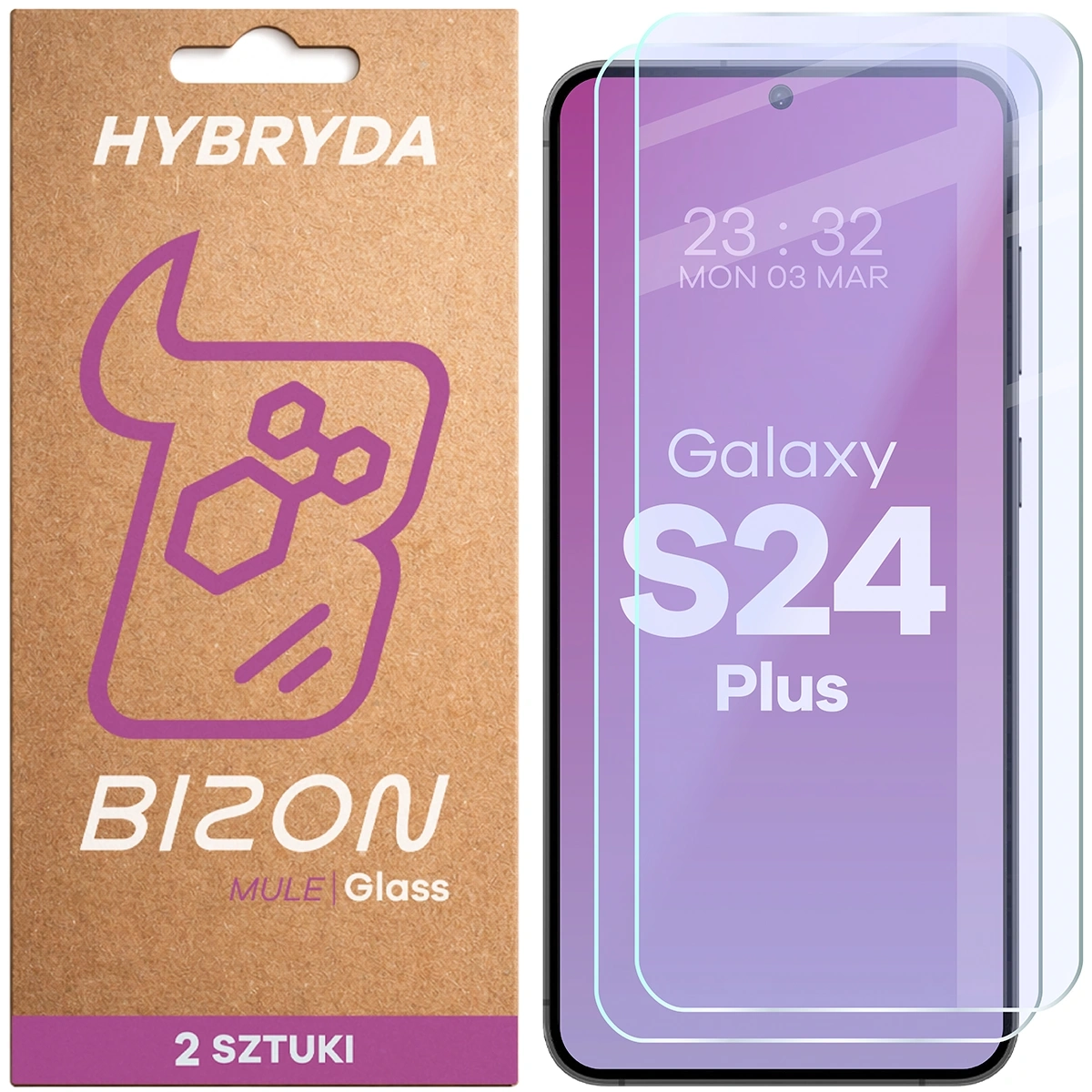 Szkło hybrydowe Bizon elastyczne Glass Mule Duo do Galaxy S24 Plus 2 sztuki