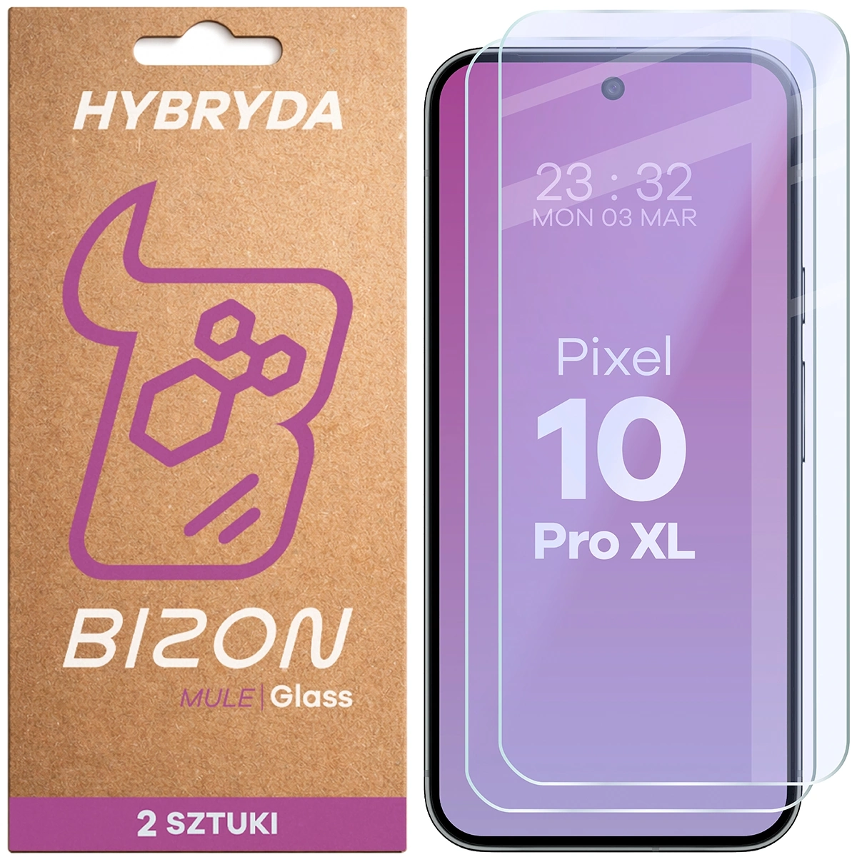 Szkło hybrydowe Bizon elastyczne Glass Mule Duo do Google Pixel 10 Pro XL 2 sztuki