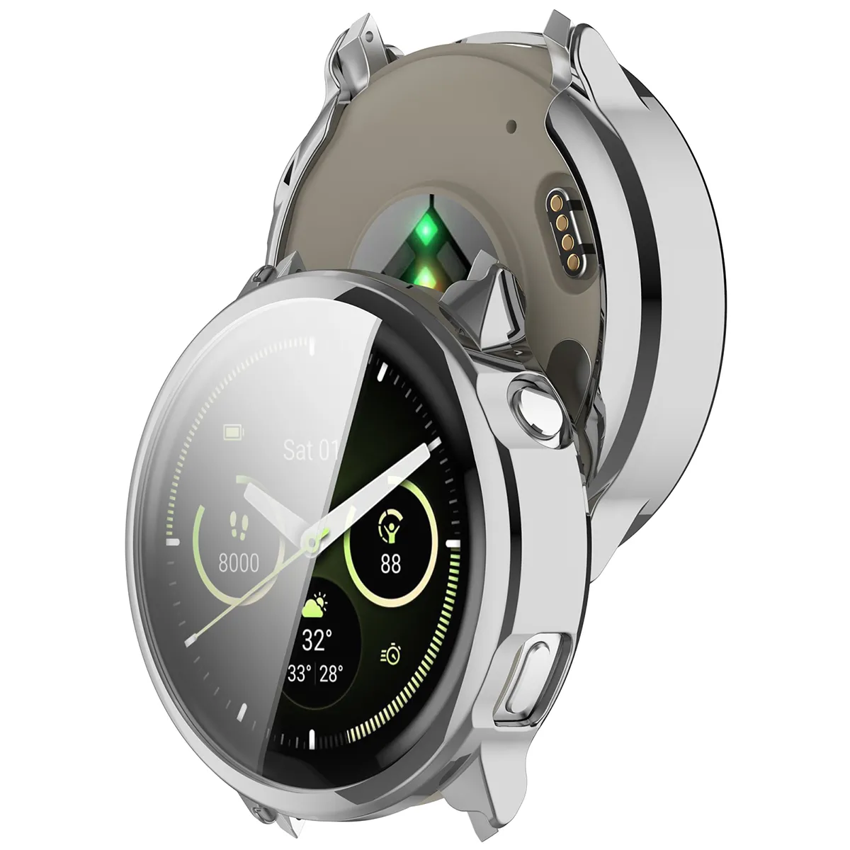 Etui Bizon Case Watch Felipe do Garmin Venu 4 45 mm Srebrny