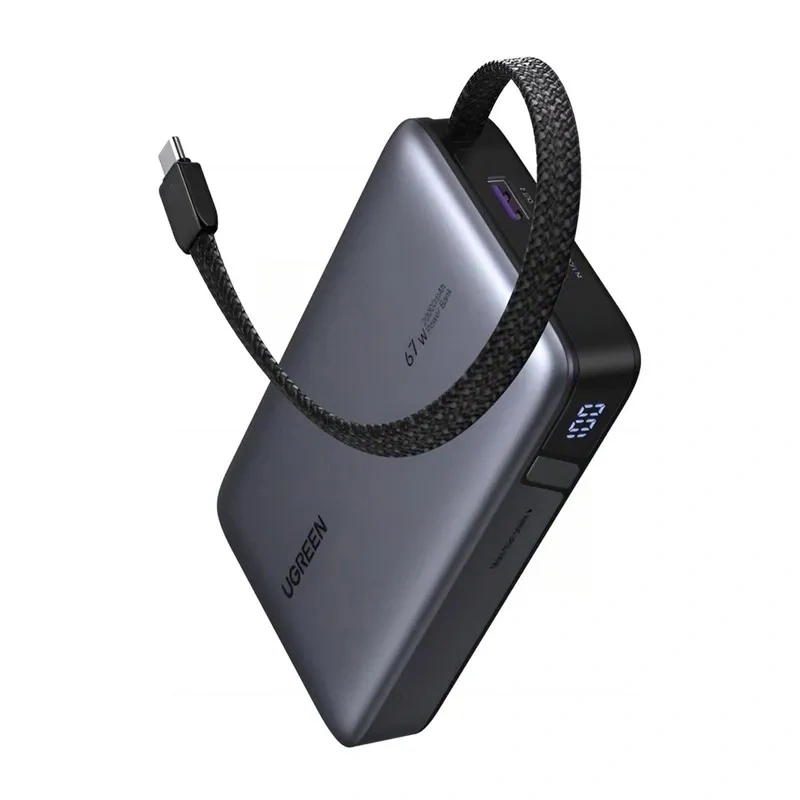 Powerbank UGREEN PB550 20000mAh 67W Wbudowany kabel Certyfikat CCC Szary