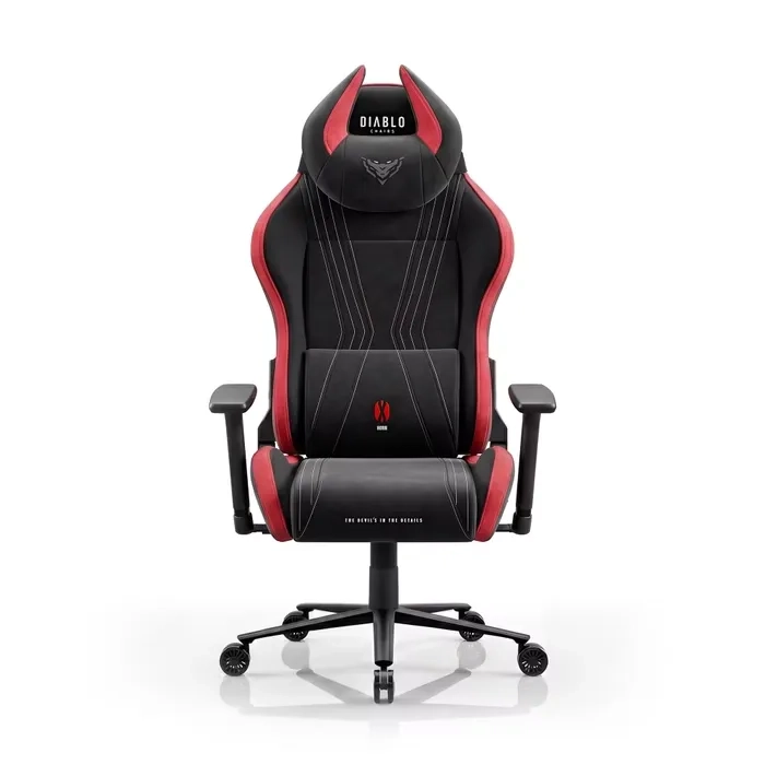 Fotel Diablo Chairs X-Horn 2.0 Normal Size Bloody Mary Gamingowy do 140kg Tkanina Czarno-Czerwony