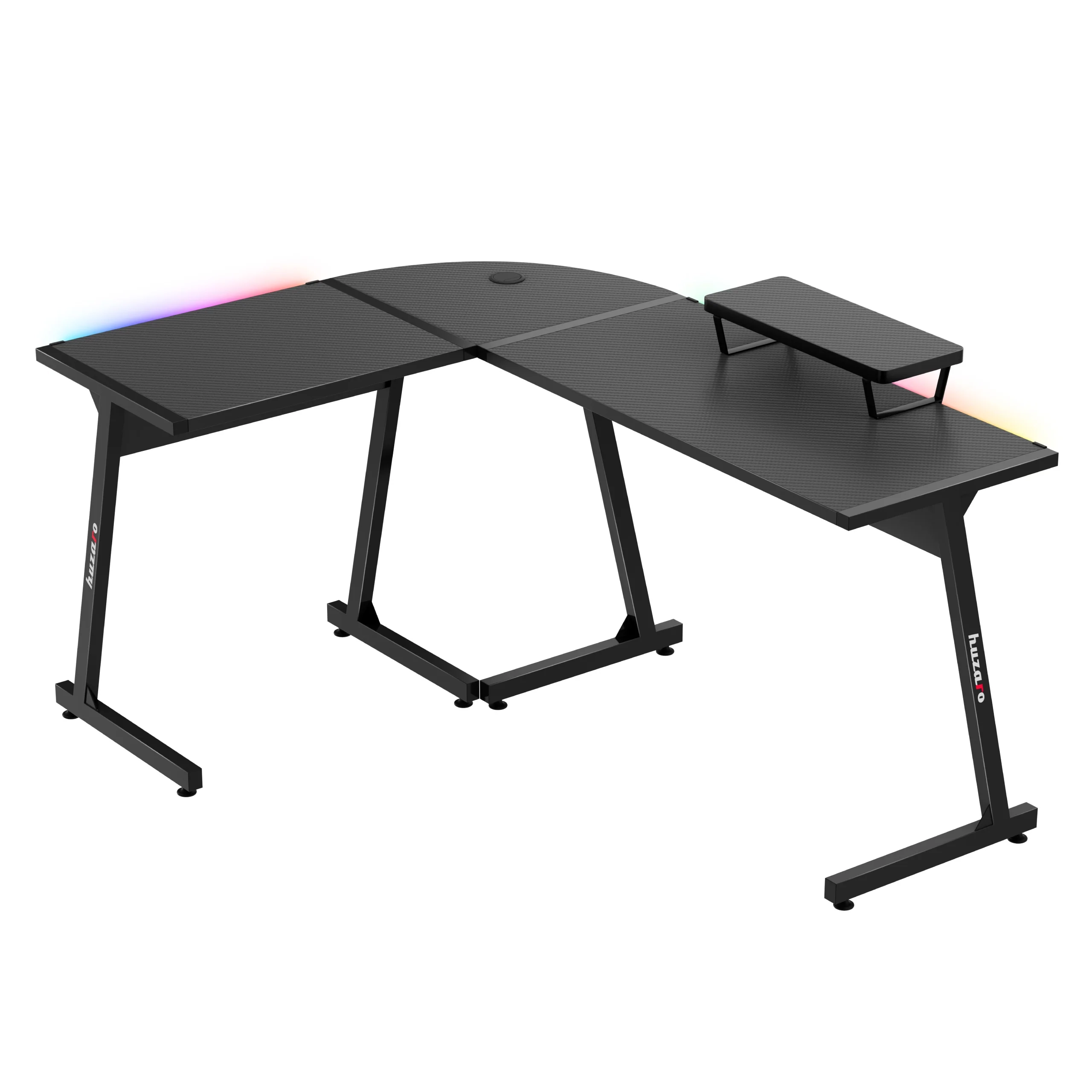 Biurko Huzaro Hero 6.0 Black RGB 147cm Czarny