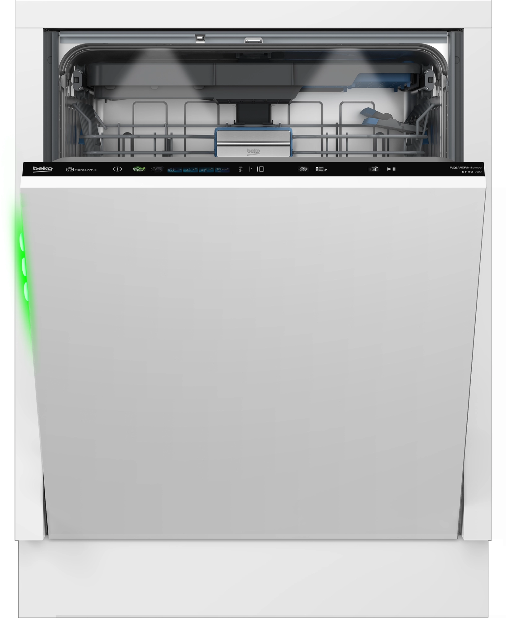 Zmywarka Beko bPro700 BDIN4S571WP 59,8cm Funkcje AI Automatyczne otwieranie drzwi Szuflada na sztućce